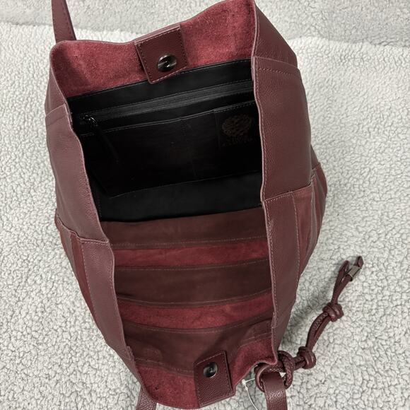 Vince Camuto Delyn Stripe Leather Tote Bag in Bordo Leather Suede Roomy NWT - Picture 14 of 16